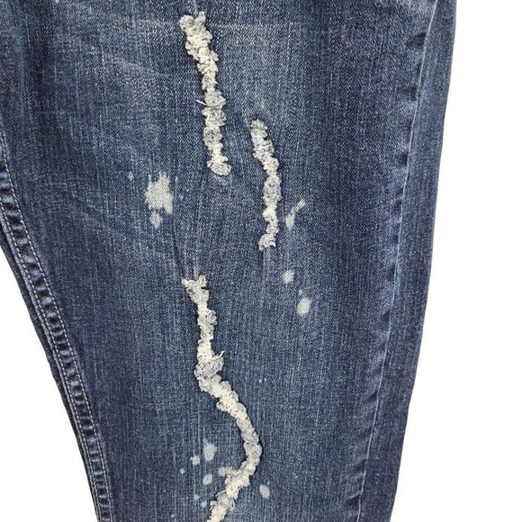 Flypaper Jeans Straight Whisker Distressed Embroidered Pockets Dark Wash 34 x 32 - Picture 7 of 14